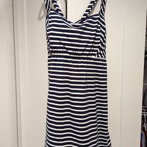 Lands end navy stripe swim dress
